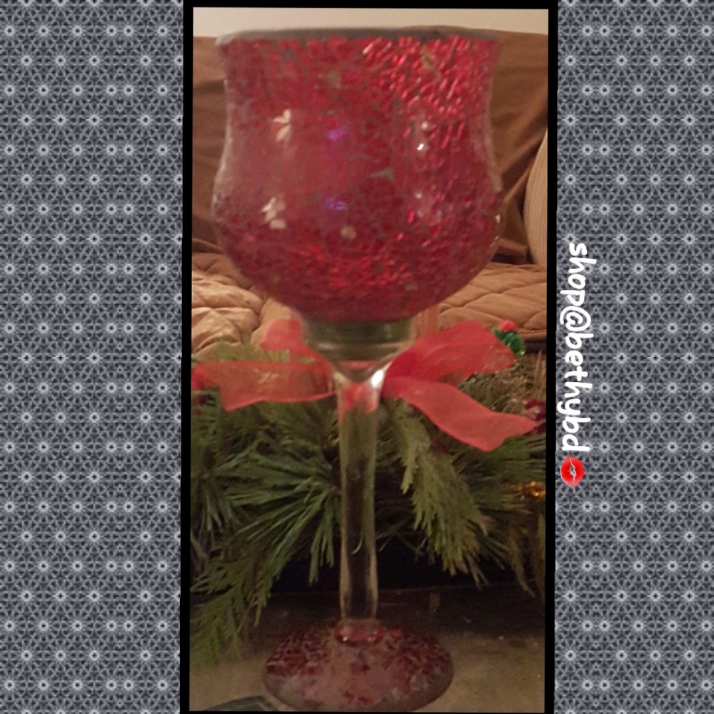 Large Red Designer Speckled Candleholder
